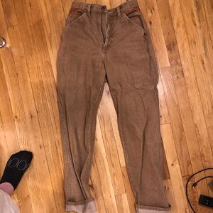 Vintage Brown Leather Patch Jeans